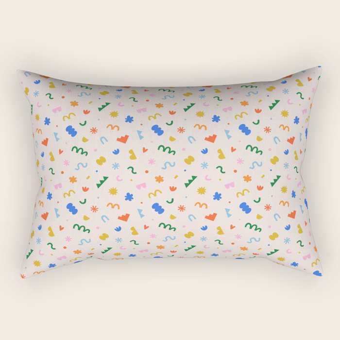 Fun colorful abstract organic shape art pattern Rectangular Pillow Gallery Image 1