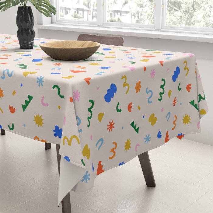 Fun colorful abstract organic shape art pattern Tablecloth Gallery Image 3