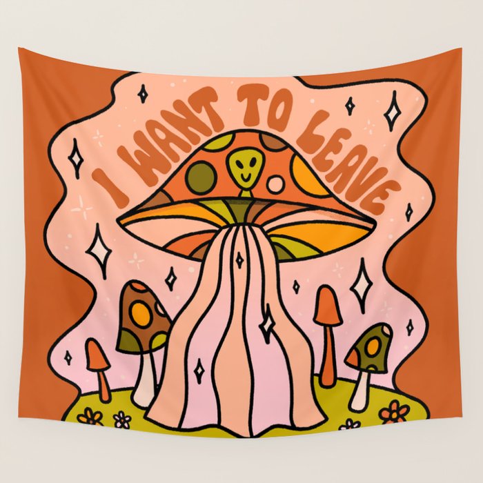 I Want to Leave Mushrooms Wall Tapestry Gallery Image 4