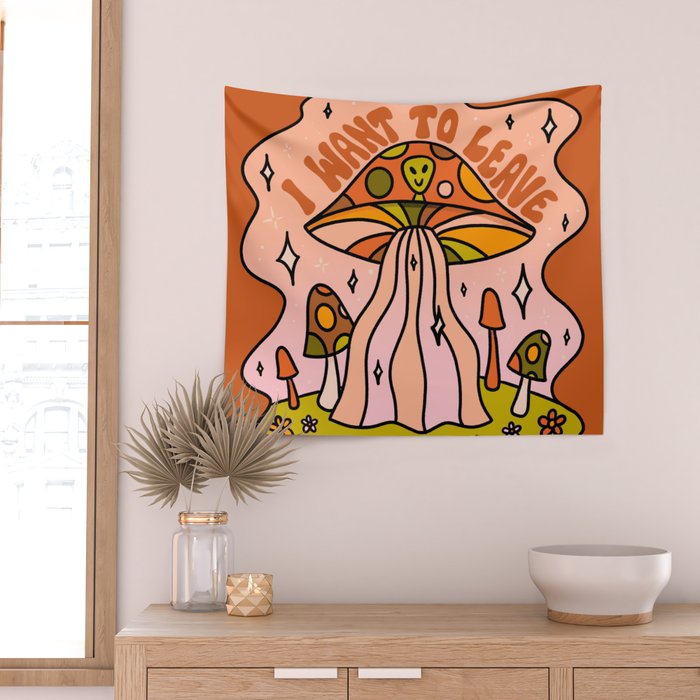 I Want to Leave Mushrooms Wall Tapestry Gallery Image 2