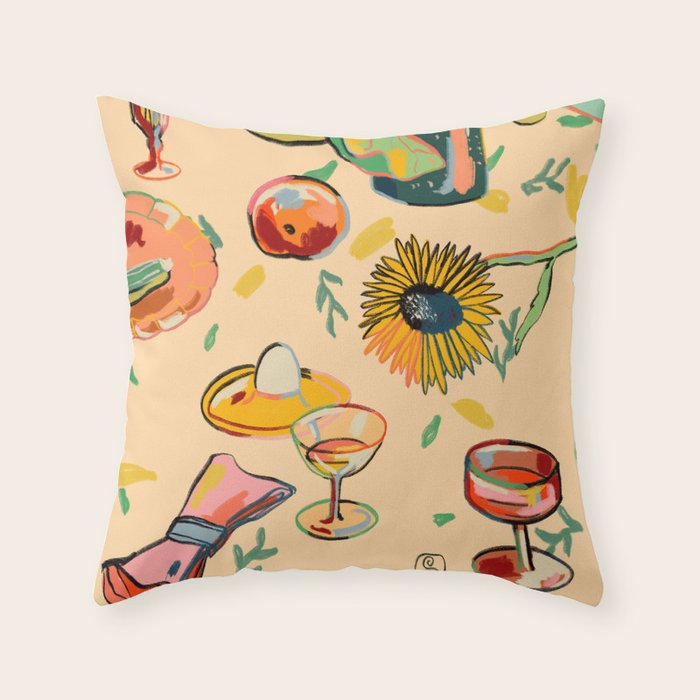 COCKTAILS IN THE GARDEN Throw Pillow Gallery Image 1