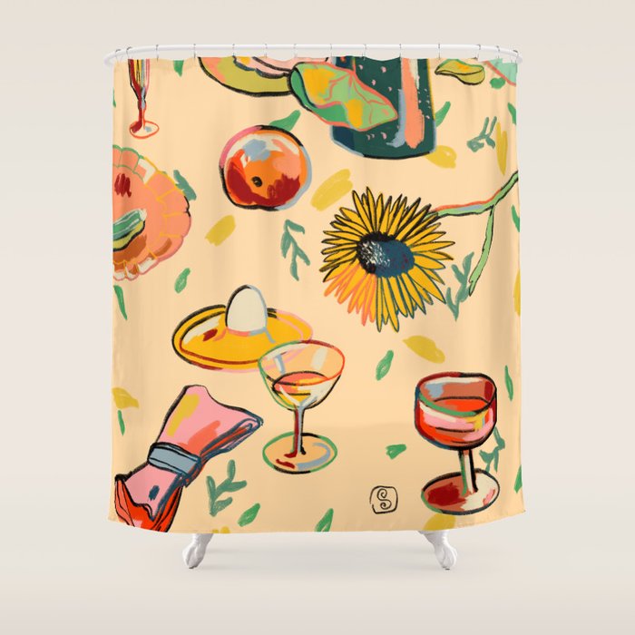COCKTAILS IN THE GARDEN Shower Curtain Gallery Image 1