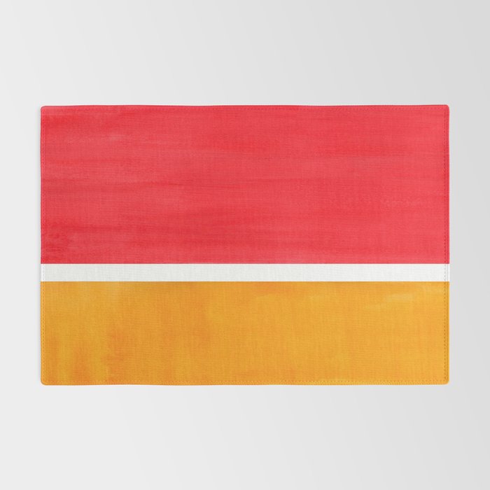 Colorful Bright Minimalist Rothko Color Field Midcentury Bright Red Yellow Squares Vintage Pop Art Rug Gallery Image 2