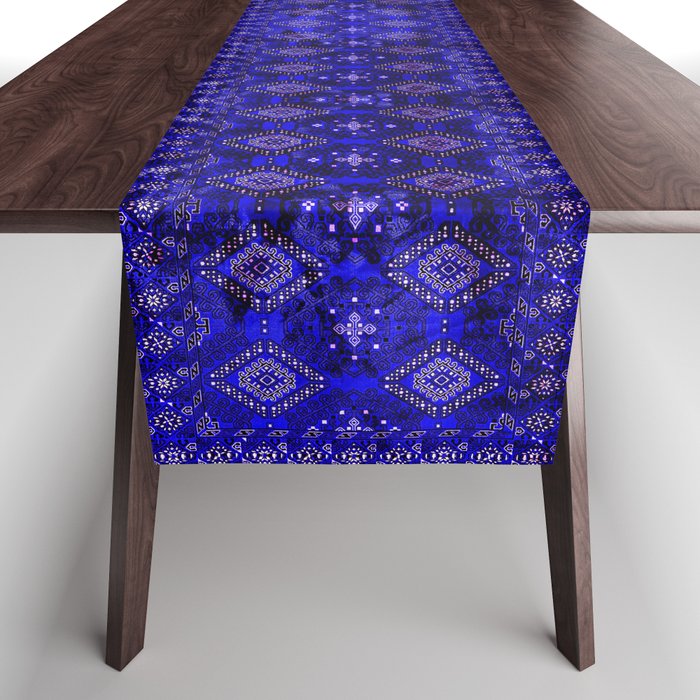 Oriental Opulence: Royal Blue Velvet Moroccan Majesty Table Runner Gallery Image 1