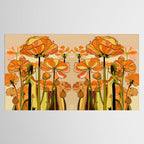 70s, Orange California poppies, mid century, 70s retro, flowers Tablecloth Gallery Image 2