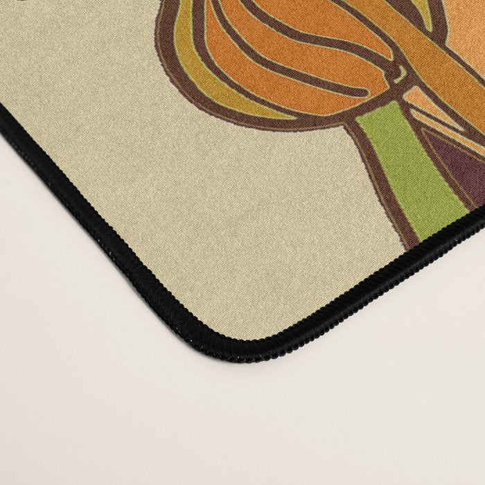 70s, Orange California poppies, mid century, 70s retro, flowers Desk Mat Gallery Image 4