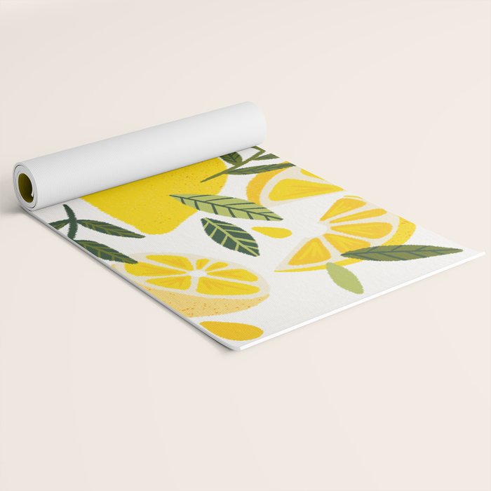 Lemon Blooms on White Yoga Mat Gallery Image 2