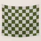 checkerboard hand-painted-olive Wall Tapestry Gallery Image 4