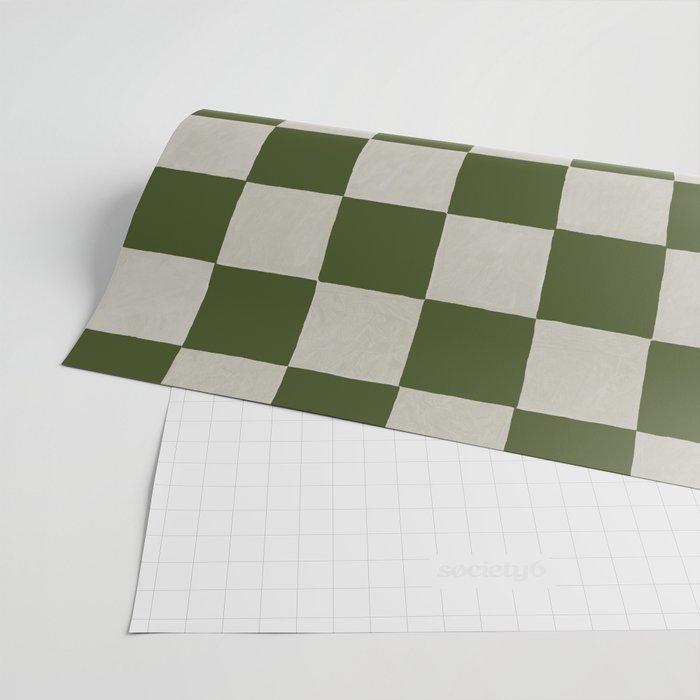 checkerboard hand-painted-olive Wrapping Paper Gallery Image 2