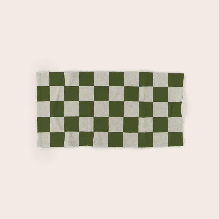 checkerboard hand-painted-olive Bath Towel Gallery Image 1