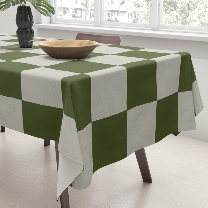 checkerboard hand-painted-olive Tablecloth Gallery Image 3