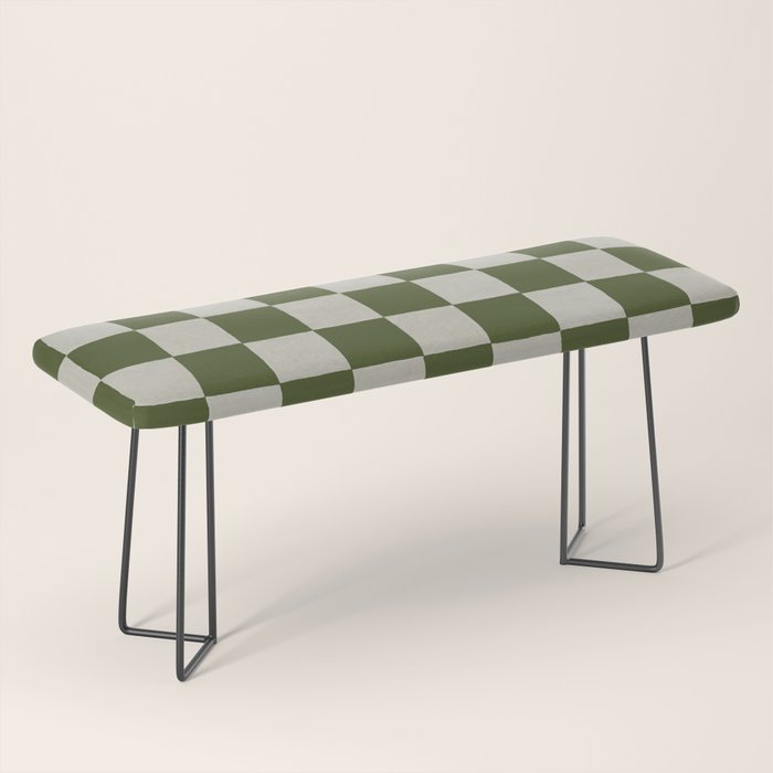 checkerboard hand-painted-olive Bench Gallery Image 1