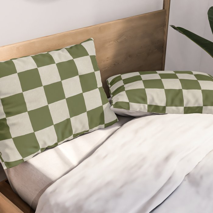 checkerboard hand-painted-olive Pillow Sham Gallery Image 2