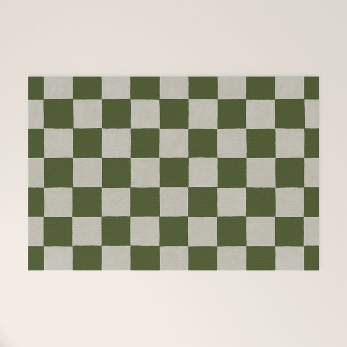 checkerboard hand-painted-olive Welcome Mat Gallery Image 1
