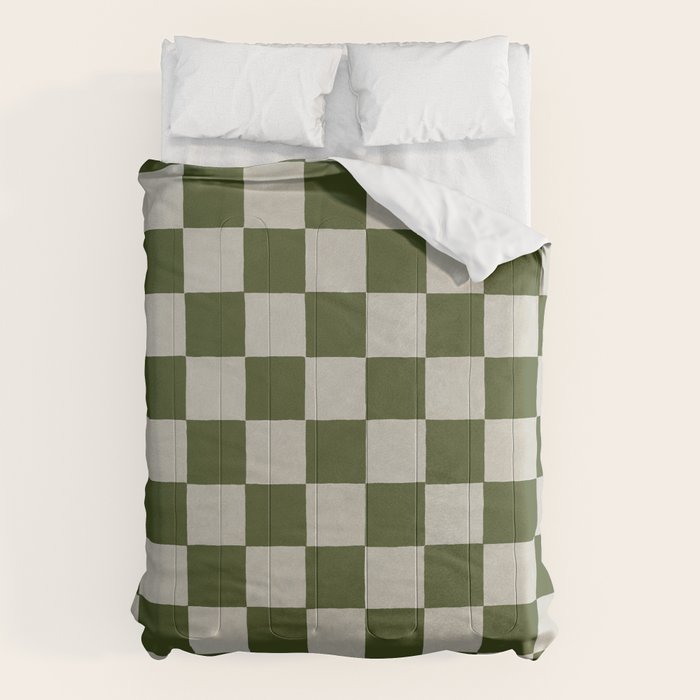 checkerboard hand-painted-olive Comforter Gallery Image 6
