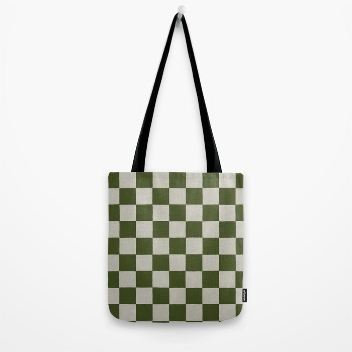 checkerboard hand-painted-olive Tote Bag Gallery Image 2