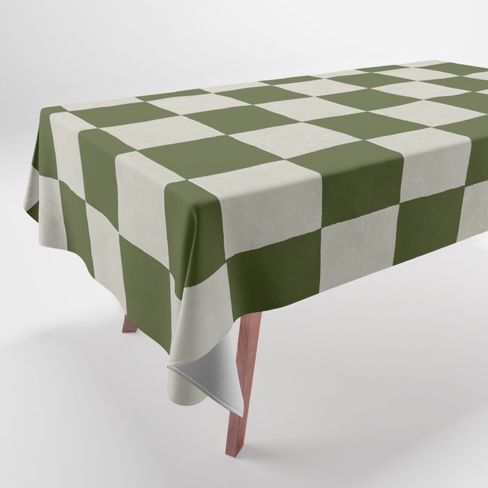 checkerboard hand-painted-olive Tablecloth Gallery Image 1