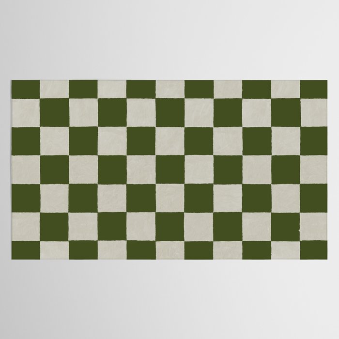 checkerboard hand-painted-olive Tablecloth Gallery Image 2