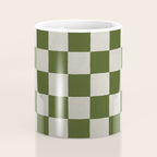 checkerboard hand-painted-olive Coffee Mug Gallery Image 4
