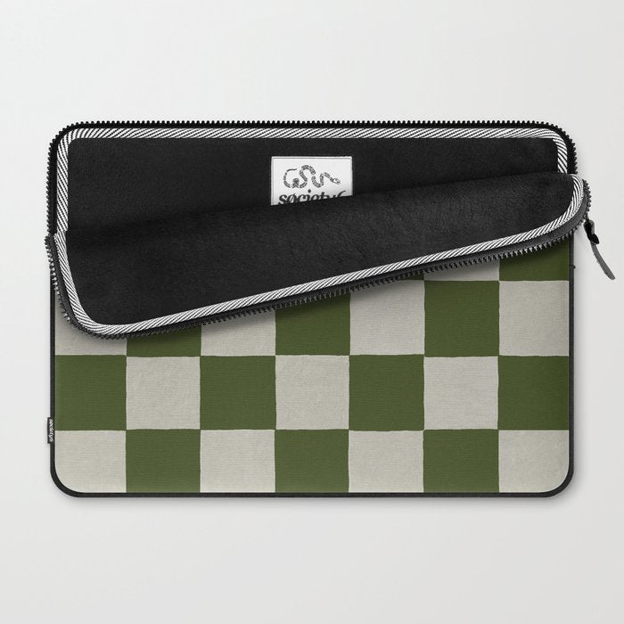 checkerboard hand-painted-olive Laptop Sleeve Gallery Image 2