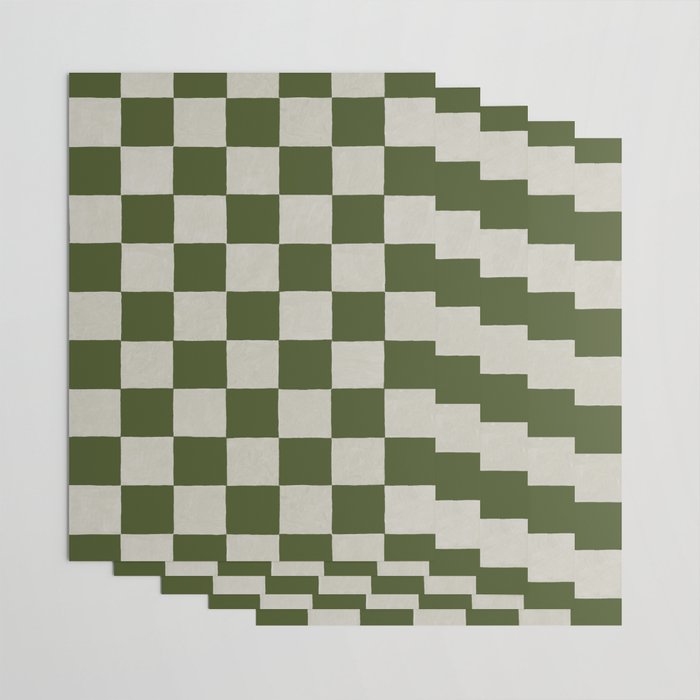 checkerboard hand-painted-olive Wrapping Paper Gallery Image 3