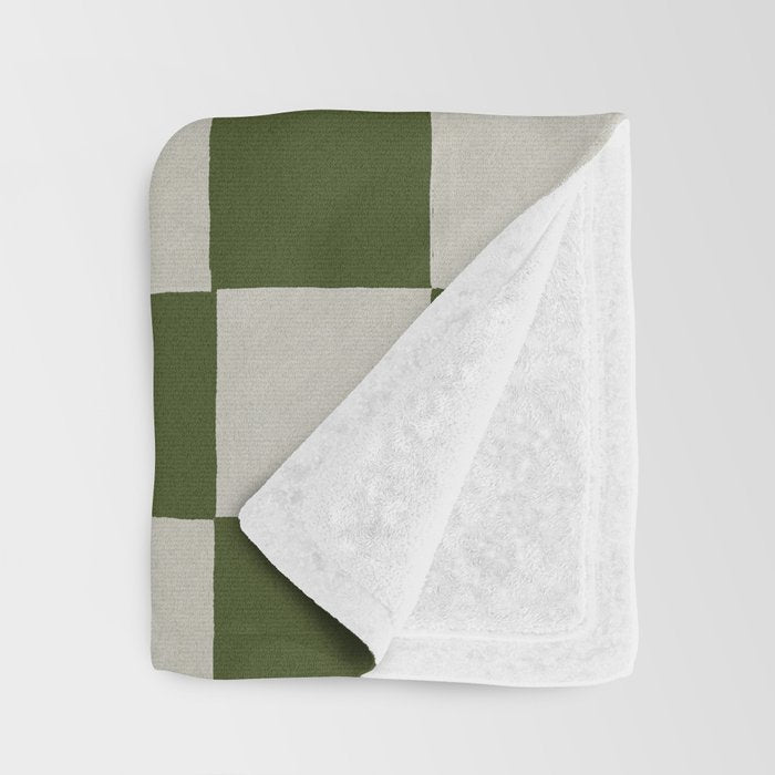 checkerboard hand-painted-olive Throw Blanket Gallery Image 3