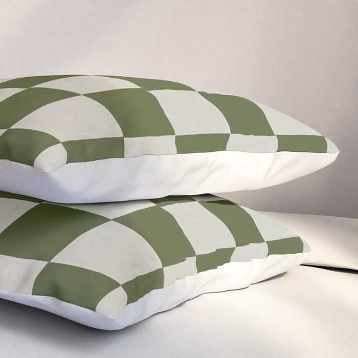 checkerboard hand-painted-olive Pillow Sham Gallery Image 3