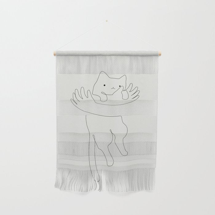 One Line Cat 2: Hug Wall Hanging Gallery Image 1