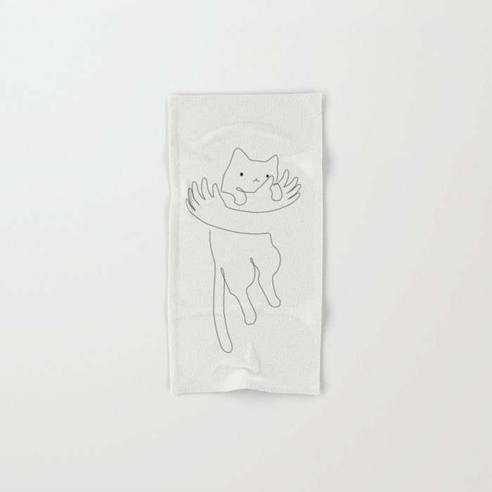 One Line Cat 2: Hug Bath Towel Gallery Image 1