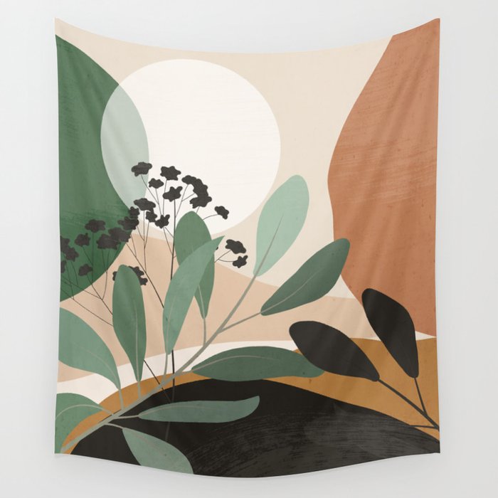 Abstract Art Tropical Leaves 52 Wall Tapestry Gallery Image 1