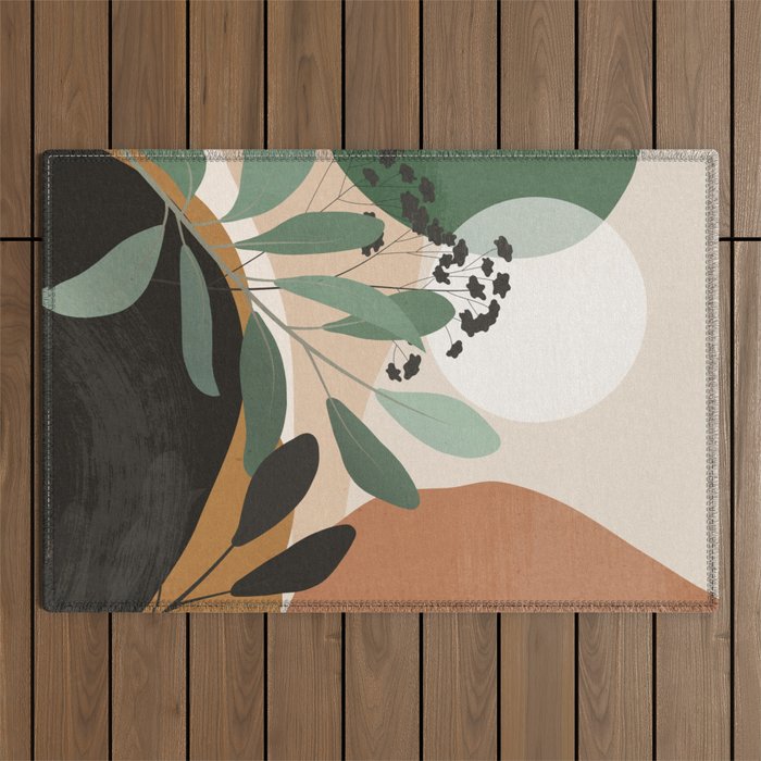 Abstract Art Tropical Leaves 52 Outdoor Rug Gallery Image 1