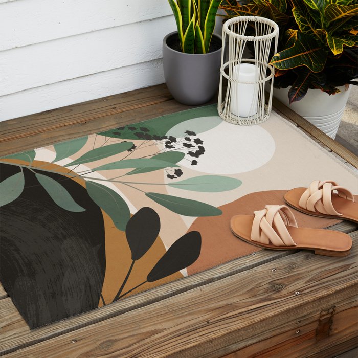 Abstract Art Tropical Leaves 52 Outdoor Rug Gallery Image 2