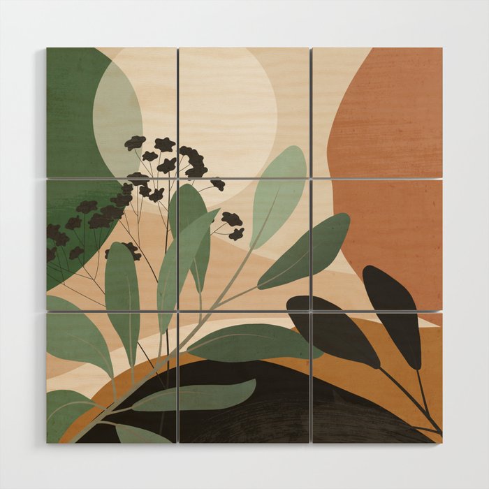 Abstract Art Tropical Leaves 52 Wood Wall Art Gallery Image 1