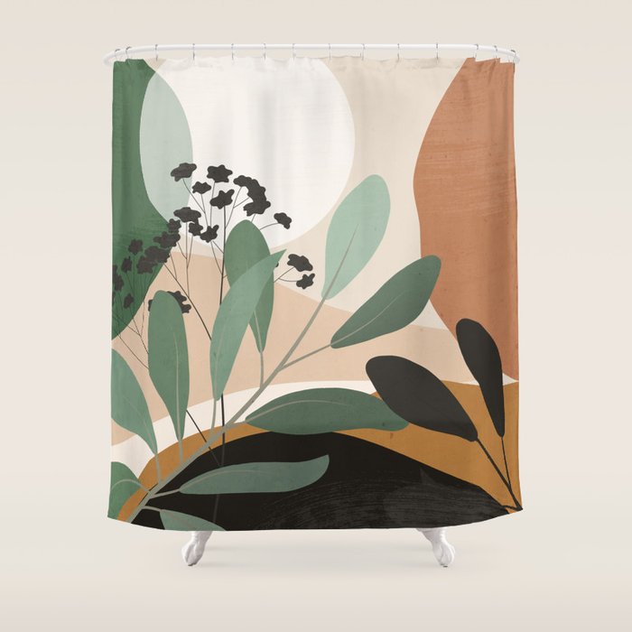 Abstract Art Tropical Leaves 52 Shower Curtain Gallery Image 1