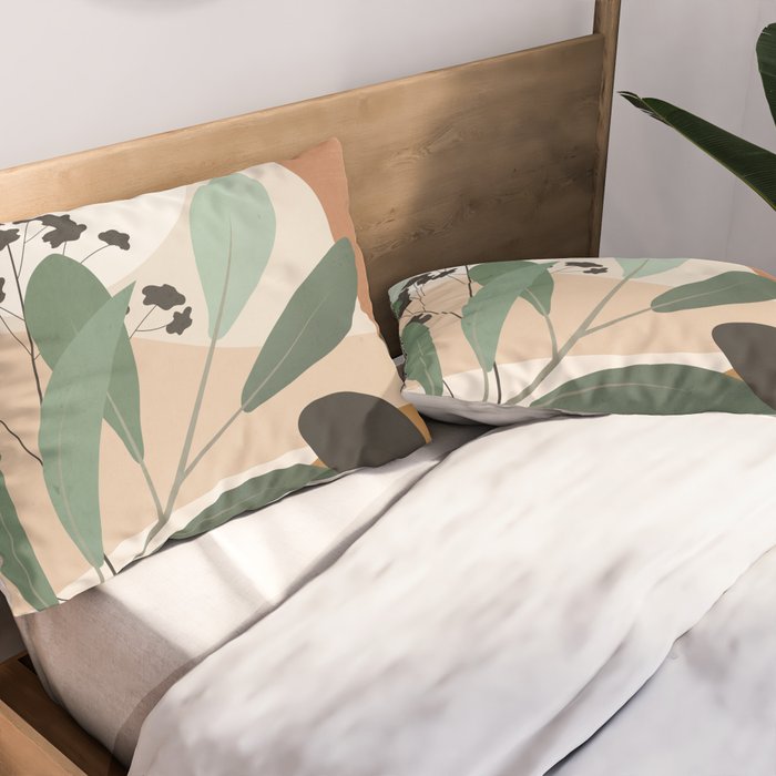 Abstract Art Tropical Leaves 52 Pillow Sham Gallery Image 2