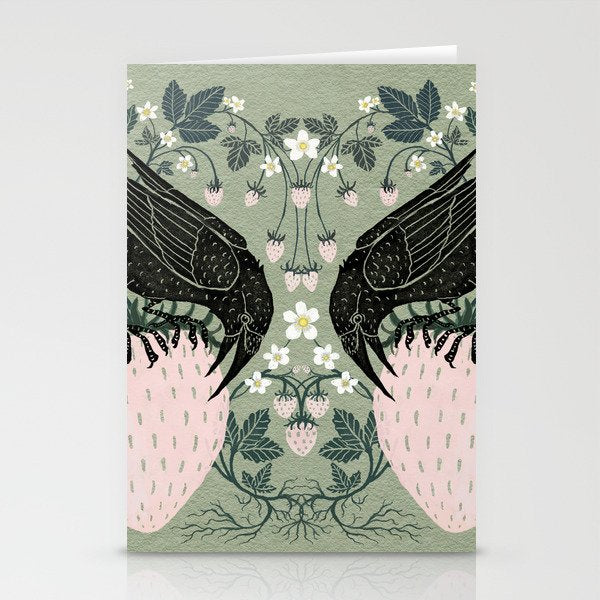 Strawberry Crows Stationery Card Gallery Image 2