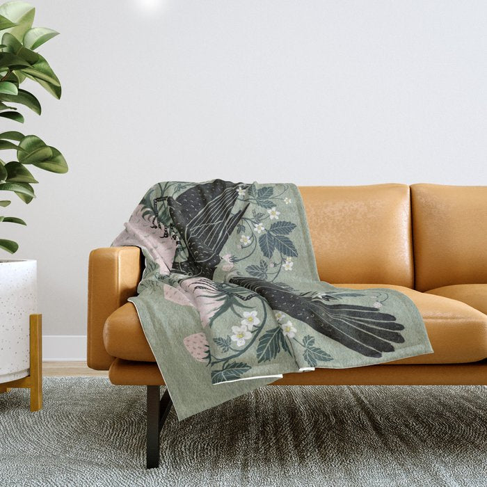 Strawberry Crows Throw Blanket Gallery Image 1