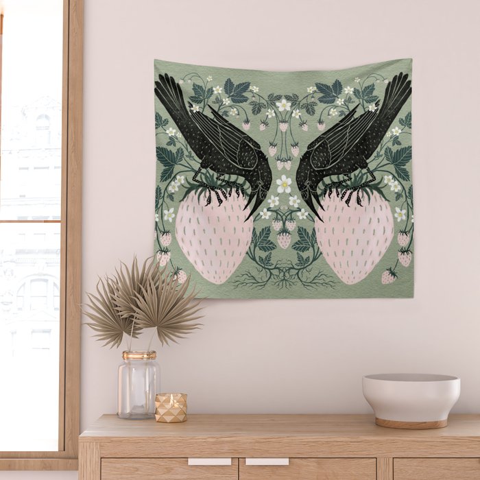 Strawberry Crows Wall Tapestry Gallery Image 2