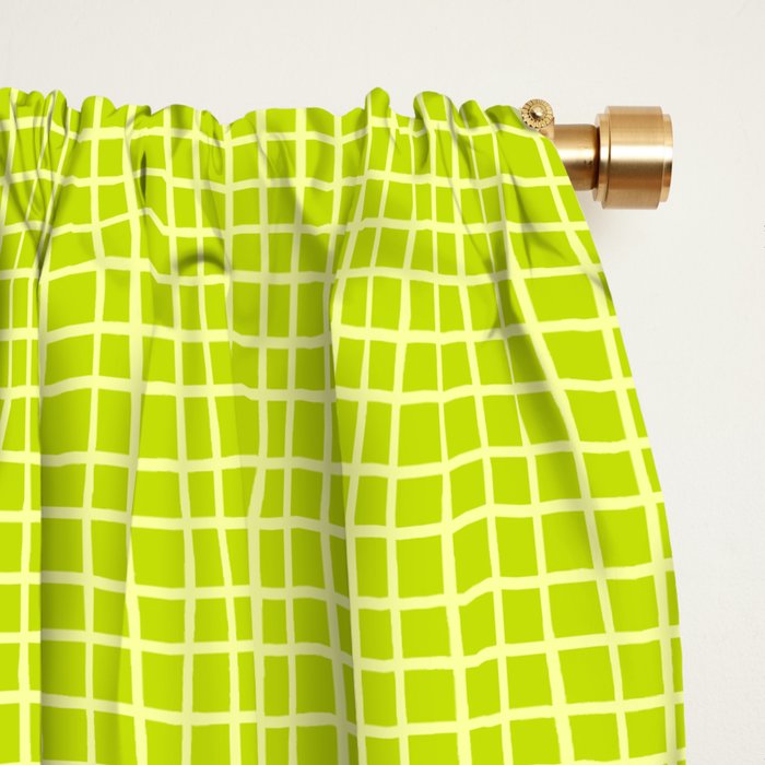Fresh Lime Grid Window Curtain Gallery Image 2