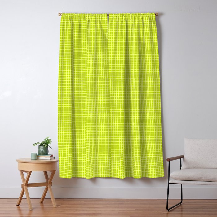 Fresh Lime Grid Window Curtain