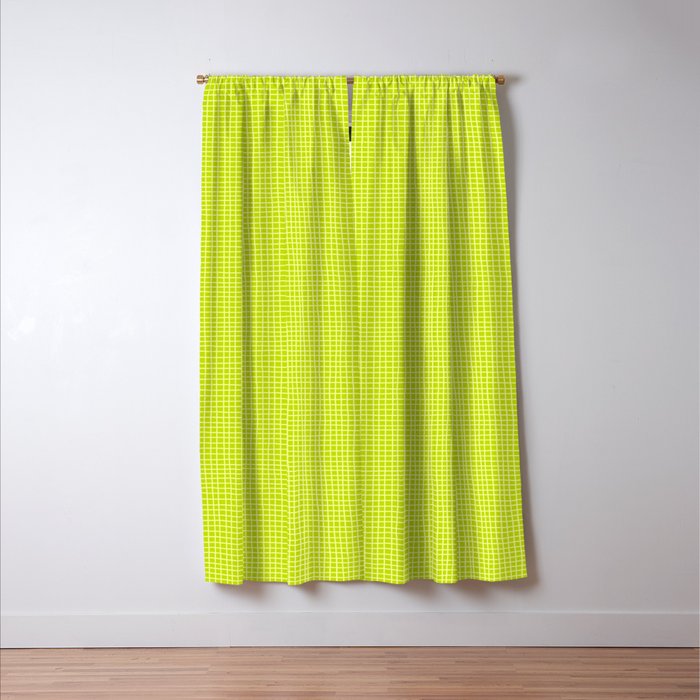 Fresh Lime Grid Window Curtain Gallery Image 3