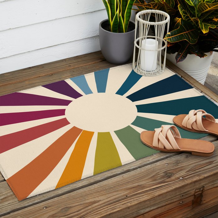 Retro Blossom Outdoor Rug Gallery Image 2