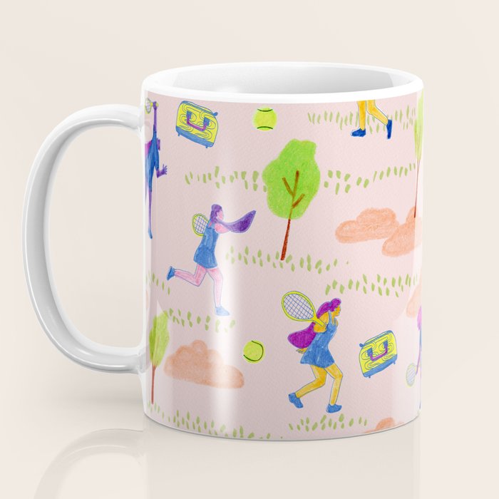 Let's Play Tennis in Peachy Pink Coffee Mug Gallery Image 3