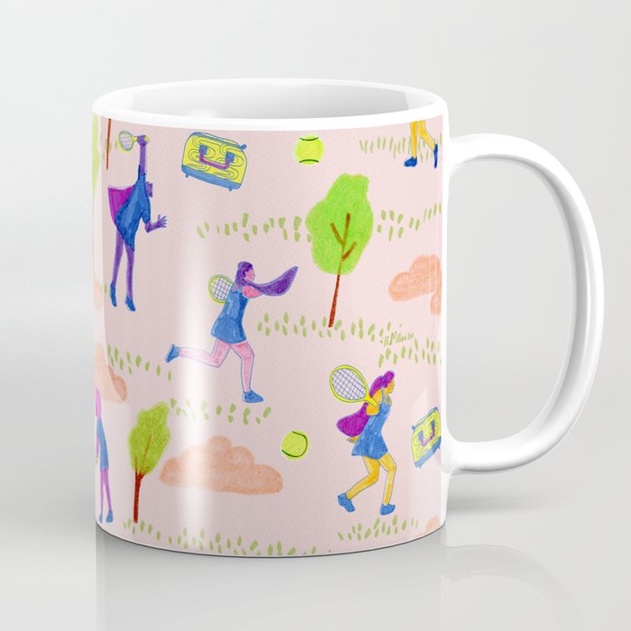 Let's Play Tennis in Peachy Pink Coffee Mug Gallery Image 1