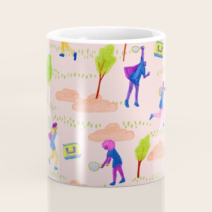 Let's Play Tennis in Peachy Pink Coffee Mug Gallery Image 4
