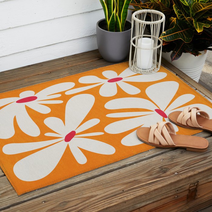 Bloom: Tangerine Matisse Color Series 03 Outdoor Rug Gallery Image 2