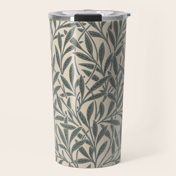 Vintage, Willow Leaf, William Morris, Green and Cream Travel Mug Gallery Image 1