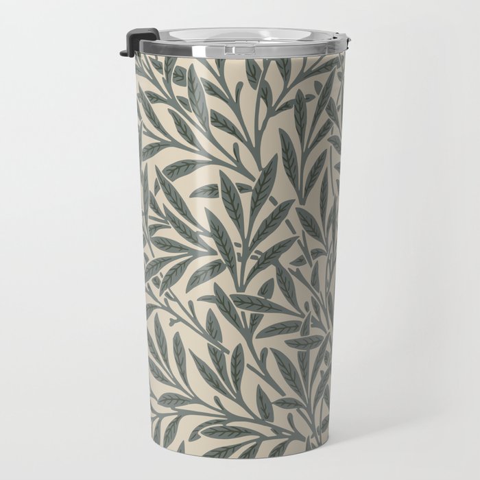 Vintage, Willow Leaf, William Morris, Green and Cream Travel Mug Gallery Image 3