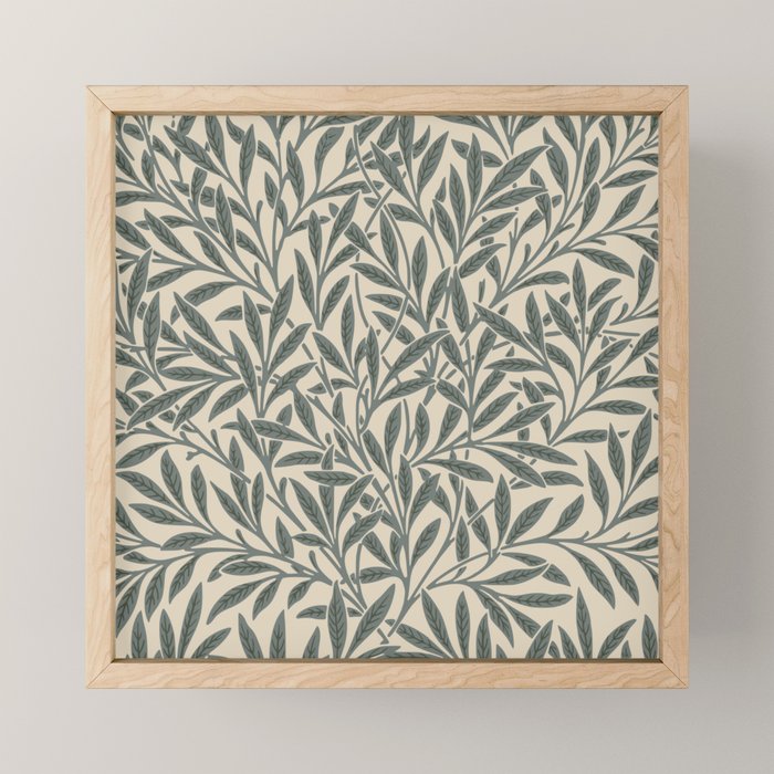 Vintage, Willow Leaf, William Morris, Green and Cream Mini Art Print Gallery Image 1