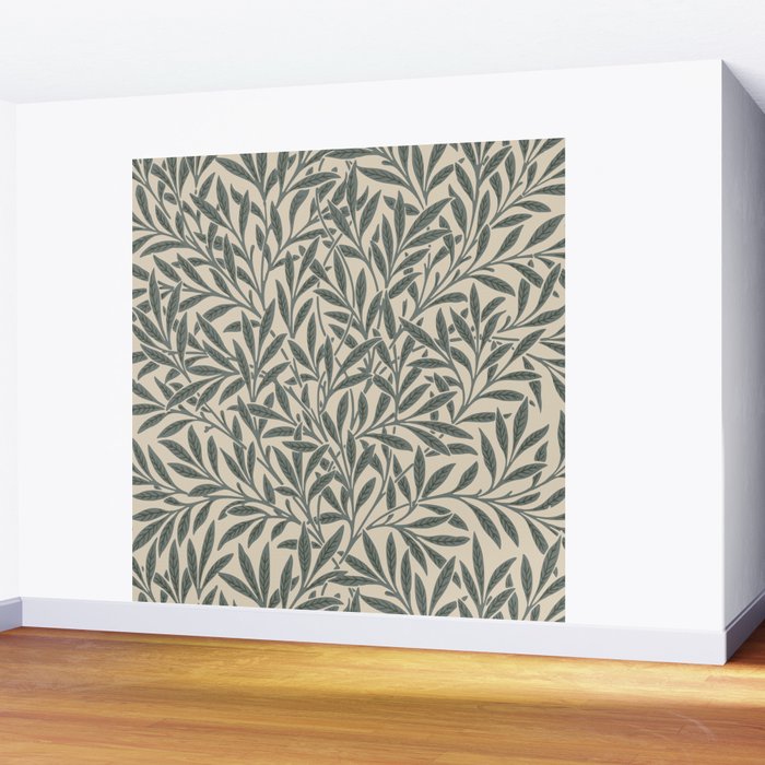 Vintage, Willow Leaf, William Morris, Green and Cream Wall Mural Gallery Image 2